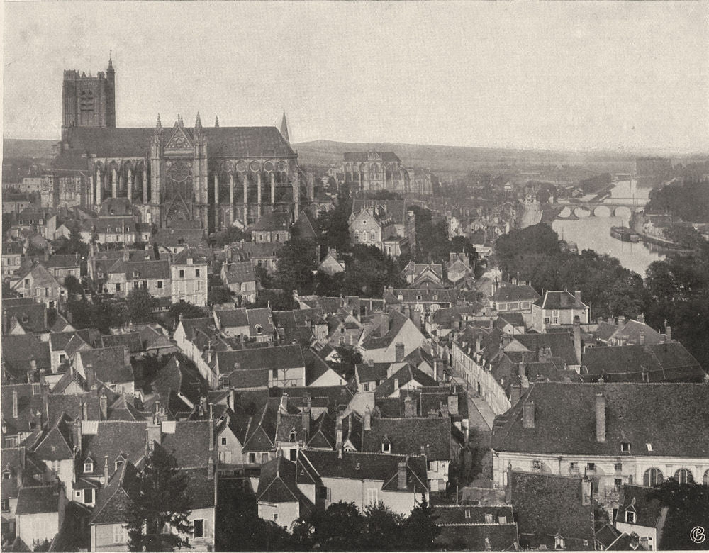 YONNE. Auxerre- Vue générale 1905 old antique vintage print picture
